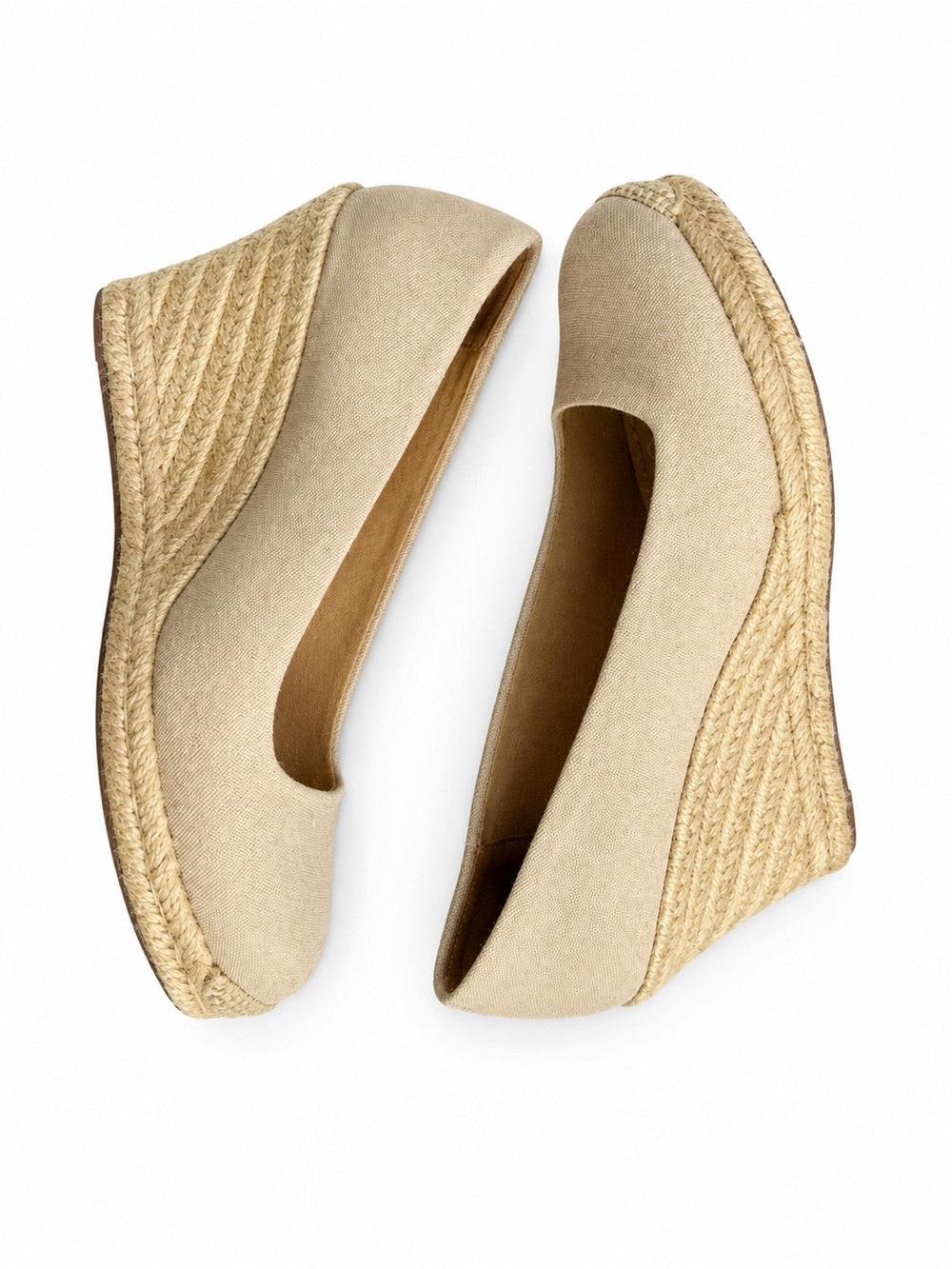 J.Crew Seville Canvas Espadrille Wedges Flax Beige Women’s 6.5